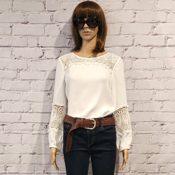 JOIE - Ivory "Coastal" lace inset blouse - Picture 11 of 12